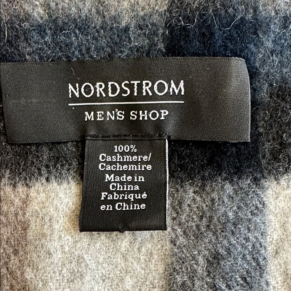 Nordstrom 100% Cashmere Plaid Fringe Scarf 11.5”x78” NEW